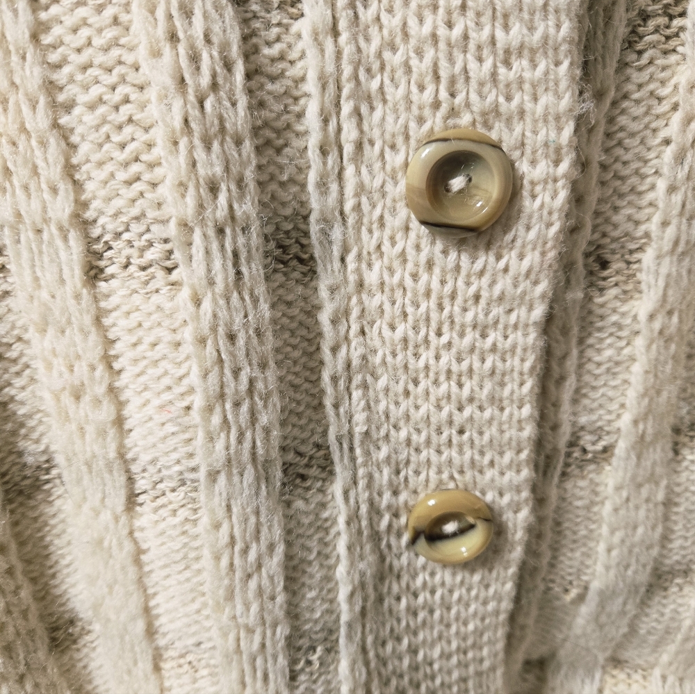 Cyril Cullen Ireland Pure Virgin Wool Knit Button Front Cream Cardigan - Picture 6 of 9